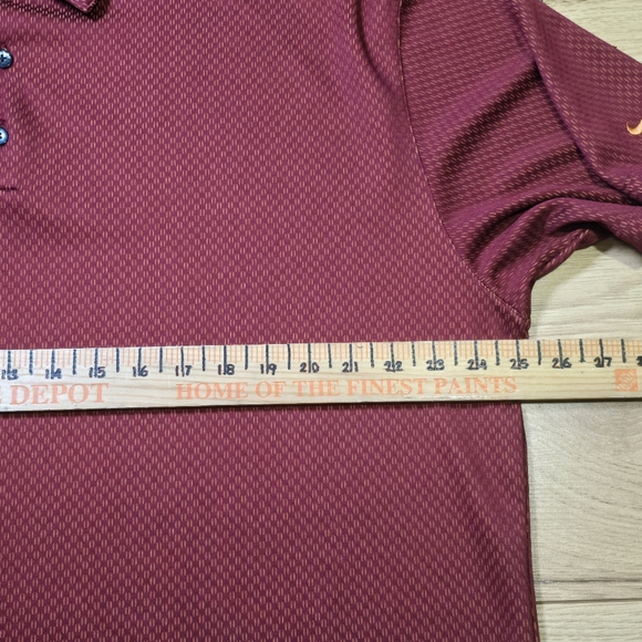 Vtg Nike Golf Polo Short Sleeve Shirt Patterned Burgundy Men's 2XL CSX Embroider - Picture 8 of 10